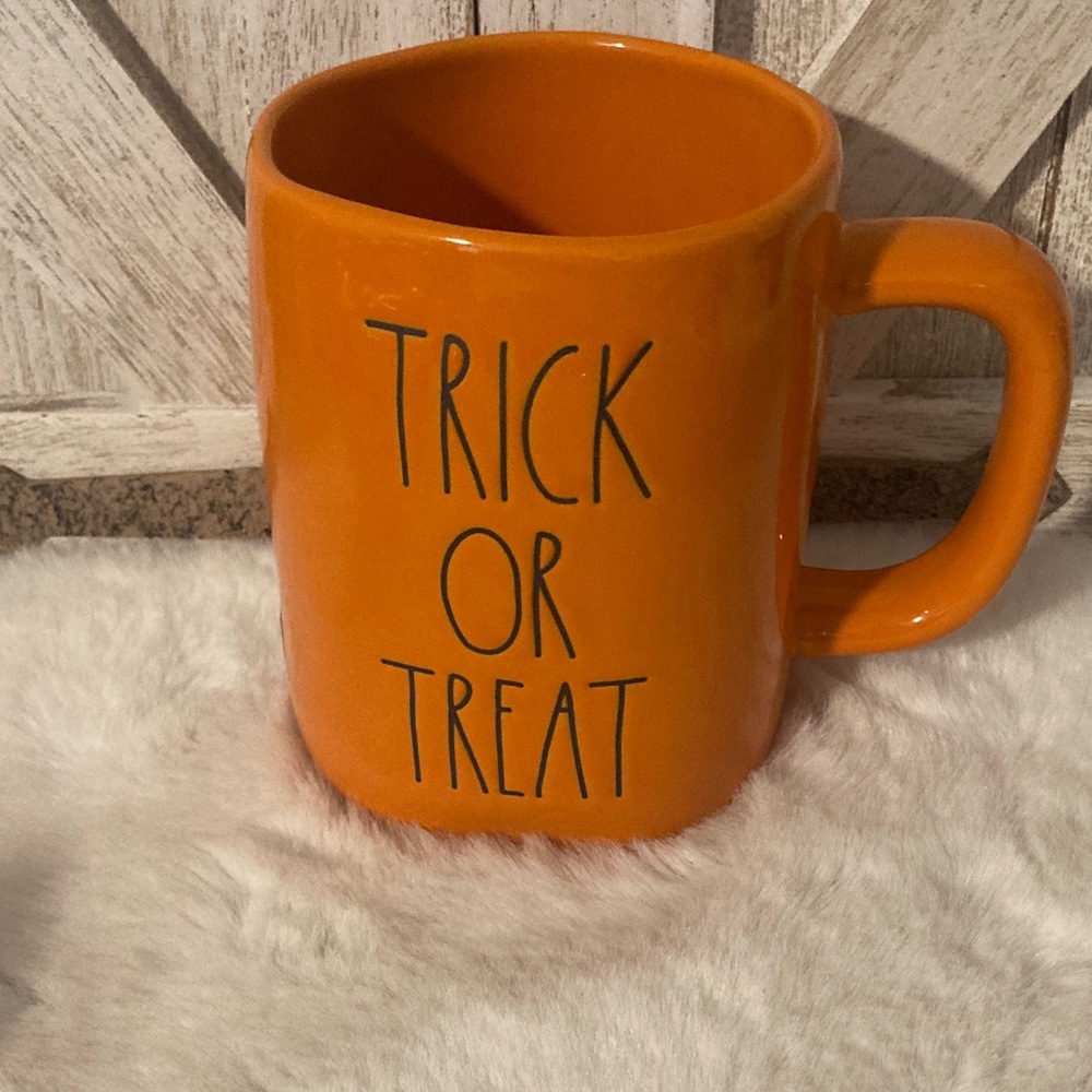 Rae Dunn Doubled Sided Orange Trick or Treat Mug